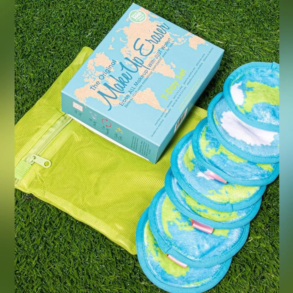 MakeUp Eraser Reusable Makeup Remover Pads 7-day Set Earth World Travel Gift NWT